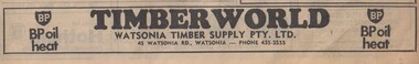 Advertisement - Digital image, Diamond Valley News, Watsonia Timber Supply, 1973, 21/08/1973