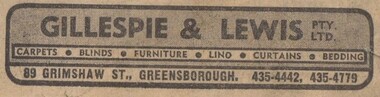 Advertisement - Digital image, Diamond Valley News, Gillespie and Lewis, 1973, 21/08/1973