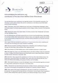 Article, Acknowledging the dedication and contribution of the late Infant Welfare Sister Alma Brown, 1916o