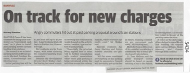 Newspaper Clipping, Diamond Valley Leader, On track for new charges, 18/04/2018