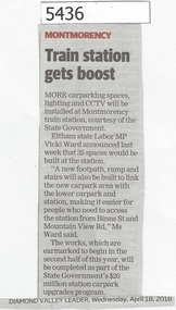 Newspaper Clipping, Train Station gets boost
