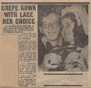 Newspaper Clipping - Digital Image, Crepe gown with lace her choice, 21/08/1973