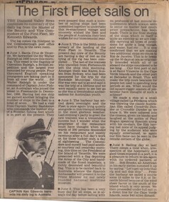 Newspaper Clipping - Digital Image, Diamond Valley News, The First Fleet sails on, 1987, 16/06/1987