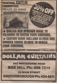 Advertisement - Digital image, Diamond Valley News, Dollar Curtains, 1987, 16/06/1987