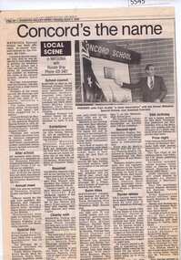 Newspaper Clipping, Concord's the name - Concord School Bu5027, 05/04/1988