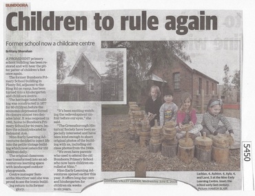Newspaper Clipping, Diamond Valley Leader, Children to rule again [Bundoora Primary School Bu1915], 06/06/2018