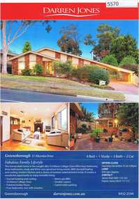 Advertising Leaflet, 37 Allumba Drive Greensborough, 15/12/2012