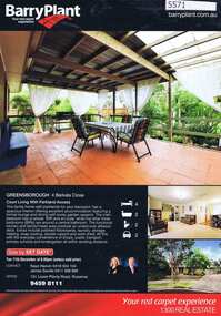 Advertising Leaflet, 4 Barkala Close Greensborough, 07/12/2012