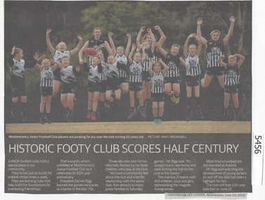 Newspaper Clipping, Diamond Valley Leader, Historic Footy Club scores half century, 20/06/2018
