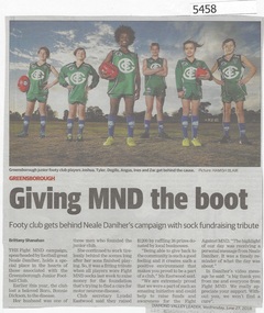Newspaper Clipping, Diamond Valley Leader, Giving MND the boot, 27/06/2018