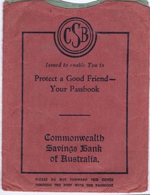 Passbook cover, Commonwealth Savings Bank of Australia, 1950s