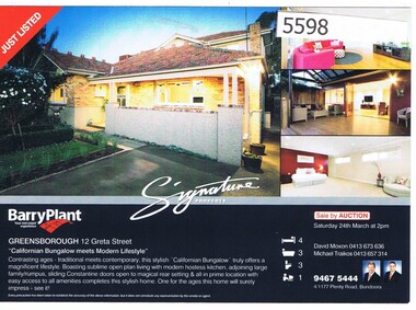 Advertising Leaflet, 12 Greta Street Greensborough, 24/03/2012