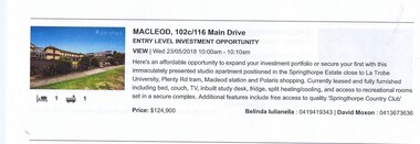 Advertising Leaflet, 102c/116 Main Drive Macleod, 23/05/2018