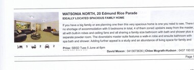 Advertising Leaflet, 20 Edmund Rice Parade Watsonia North, 05/06/2018