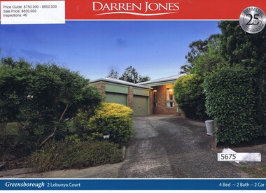 Advertising Leaflet, Darren Jones, 2 Lebunya Court Greensborough, 05/03/2018