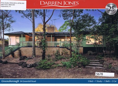Advertising Leaflet, Darren Jones, 94 Greenhill Road Greensborough, 12/05/2018