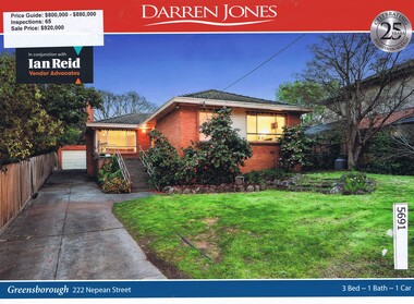 Advertising Leaflet, Darren Jones, 222 Nepean Street Greensborough, 23/09/2017
