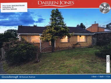 Advertising Leaflet, Darren Jones, 48 Duncan Avenue Greensborough, 15/07/2017
