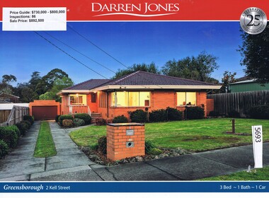 Advertising Leaflet, Darren Jones, 2 Kell Street Greensborough, 14/10/2017