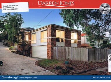 Advertising Leaflet, Darren Jones, 1/27 Kempston Street Greensborough, 06/05/2017