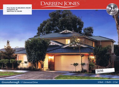 Advertising Leaflet, Darren Jones, 17 Glenwood Drive Greensborough, 26/08/2017