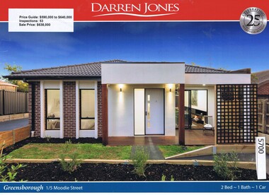 Advertising Leaflet, Darren Jones, 1/5 Moodie Street Greensborough, 03/03/2017