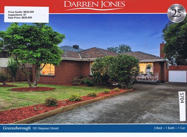 Advertising Leaflet, Darren Jones, 101 Nepean Street Greensborough, 02/12/2017