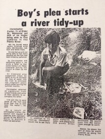 Newspaper Clipping - Digital Image, Diamond Valley News, Boy's plea starts a river tidy-up, 1972c