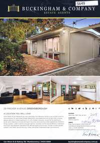 Advertising Leaflet, 29 Fricker Avenue Greensborough, 26/05/2018