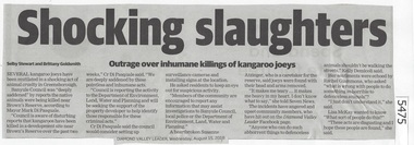 Newspaper Clipping, Diamond Valley Leader et al, Shocking slaughters, 15/08/2018