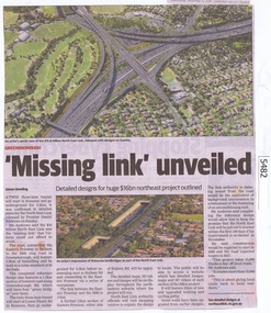 Newspaper Clipping, Diamond Valley Leader, 'Missing Link' unveiled, 12/09/2018