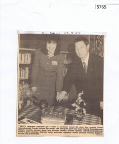 Newspaper Clipping, Diamond Valley News, Japanese visit to Greensborough Primary, 23/08/1995