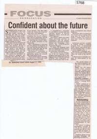 Newspaper Clipping, Diamond Valley News, Confident about the future, 17/08/1994