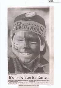 Newspaper Clipping, Diamond Valley News, It's finals fever for Darren, 13/09/1995