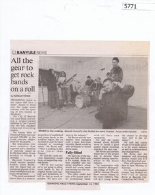 Newspaper Clipping, Diamond Valley News, All the gear to get rock bands on a roll, 13/09/1995