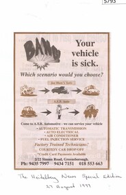 Newspaper Clipping, Heidelberg News, A.S.B. Auto Greensborough, 27/08/1997