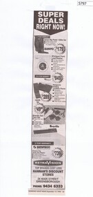 Newspaper Clipping, Diamond Valley News, Hannam's Discount Stores Greensborough, 13/09/1995