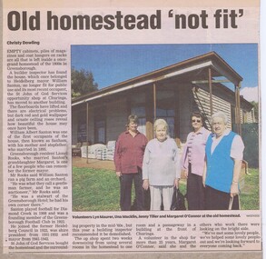 Newspaper Clipping - Digital Image, Old homestead 'not fit', 2000c