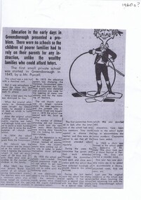 Newspaper Clipping - Digital Image, Education in the early days [Greensborough Primary School Gr2062], 1960s