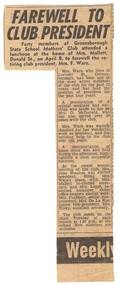 Newspaper Clipping - Digital Image, Farewell to club president [Greensborough Primary School Gr2062], 1963_