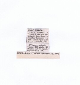 Newspaper Clipping - Digital Image, Bush dance [Greensborough Primary School Gr2062], 13/09/1995