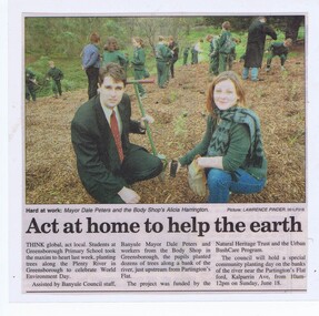Newspaper Clipping - Digital Image, Act at home to help the earth [Greensborough Primary School Gr2062], 18/06/2001