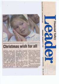 Newspaper Clipping - Digital Image, Christmas wish for all [Greensborough Primary School Gr2062], 23/11/2005