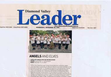 Newspaper Clipping - Digital Image, Angels and elves [Greensborough Primary School Gr2062], 29/11/2006
