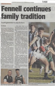 Newspaper Clipping, Diamond Valley Leader, Fennell continues family tradition, 26/09/2018