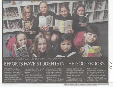 Newspaper Clipping, Diamond Valley Leader, Efforts have students in the good books [Watsonia Primary School Wa4838], 03/10/2018