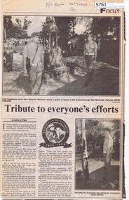 Newspaper Clipping, Diamond Valley News, Tribute to everyone's efforts, 26/04/1995