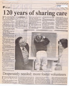 Newspaper Clipping, Diamond Valley News, 120 years of sharing care, 21/09/1993