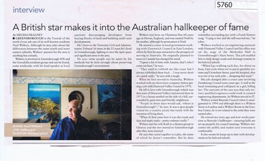 Newspaper Clipping, Melissa Heagney, A British star makes it into the Australian hallkeeper of fame, by Melissa Heagney, 2005c