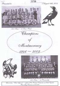 Leaflet, Champions of Montmorency 1946-2002, 1946-2002